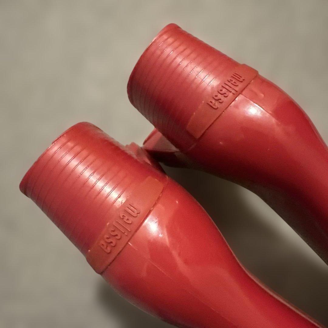 Melissa メリッサ　ニット付きレッド赤ラバーブーツレインブーツ長靴24.5