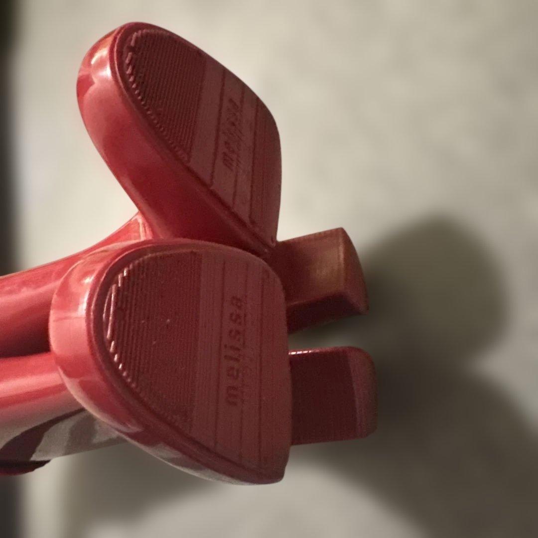 Melissa メリッサ　ニット付きレッド赤ラバーブーツレインブーツ長靴24.5