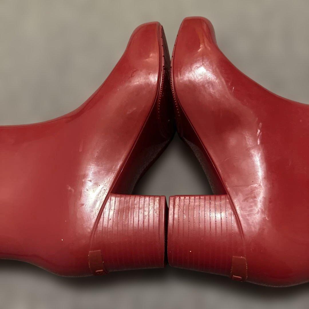 Melissa メリッサ　ニット付きレッド赤ラバーブーツレインブーツ長靴24.5