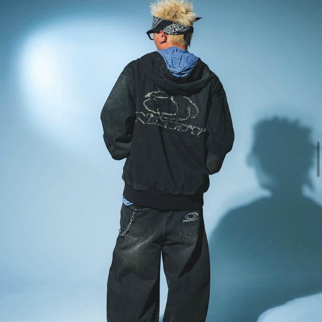 トップス 9090 heisei logo denim zip foodie L