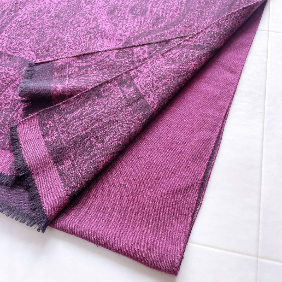 美品✨ETRO エトロ 大判ストール ウールシルク ペイズリー柄 パープル