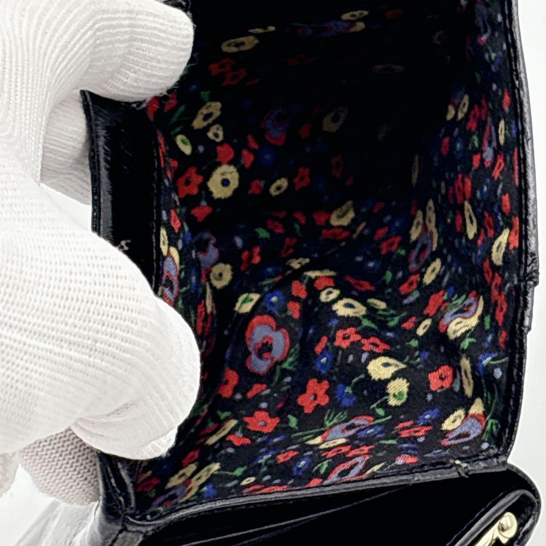 ✨希少✨ ANNA SUI アナスイ がま口二つ折り 財布 星空 雲 型押し 黒