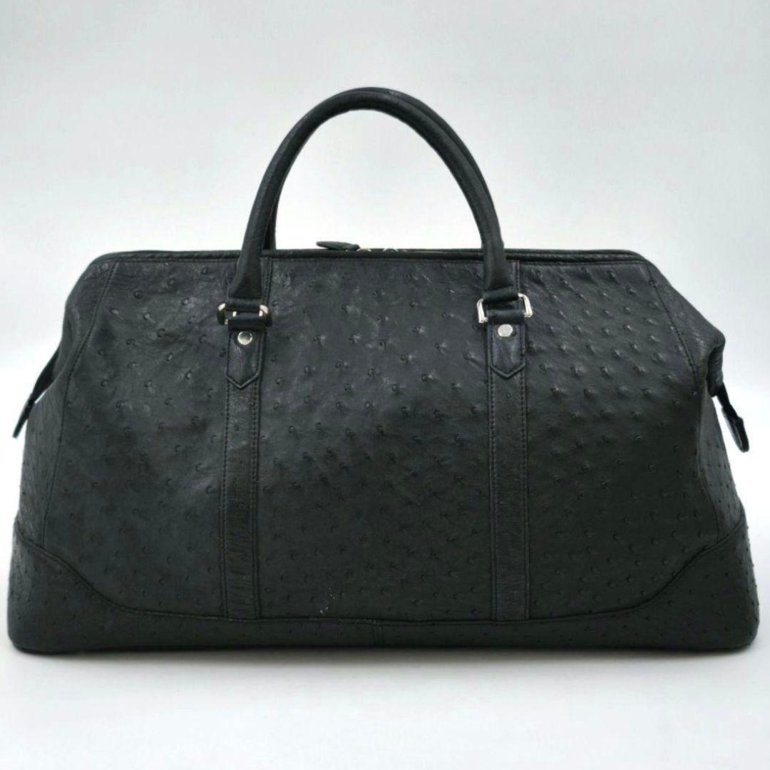 【美品 高級◎】本革オーストリッチ ボストンバッグ 2way 斜め掛け 大容量