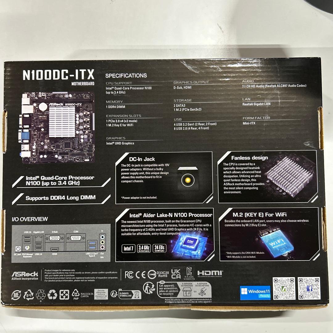 ASRock オンボードCPU ファンレス マザーボード N100DC-ITX