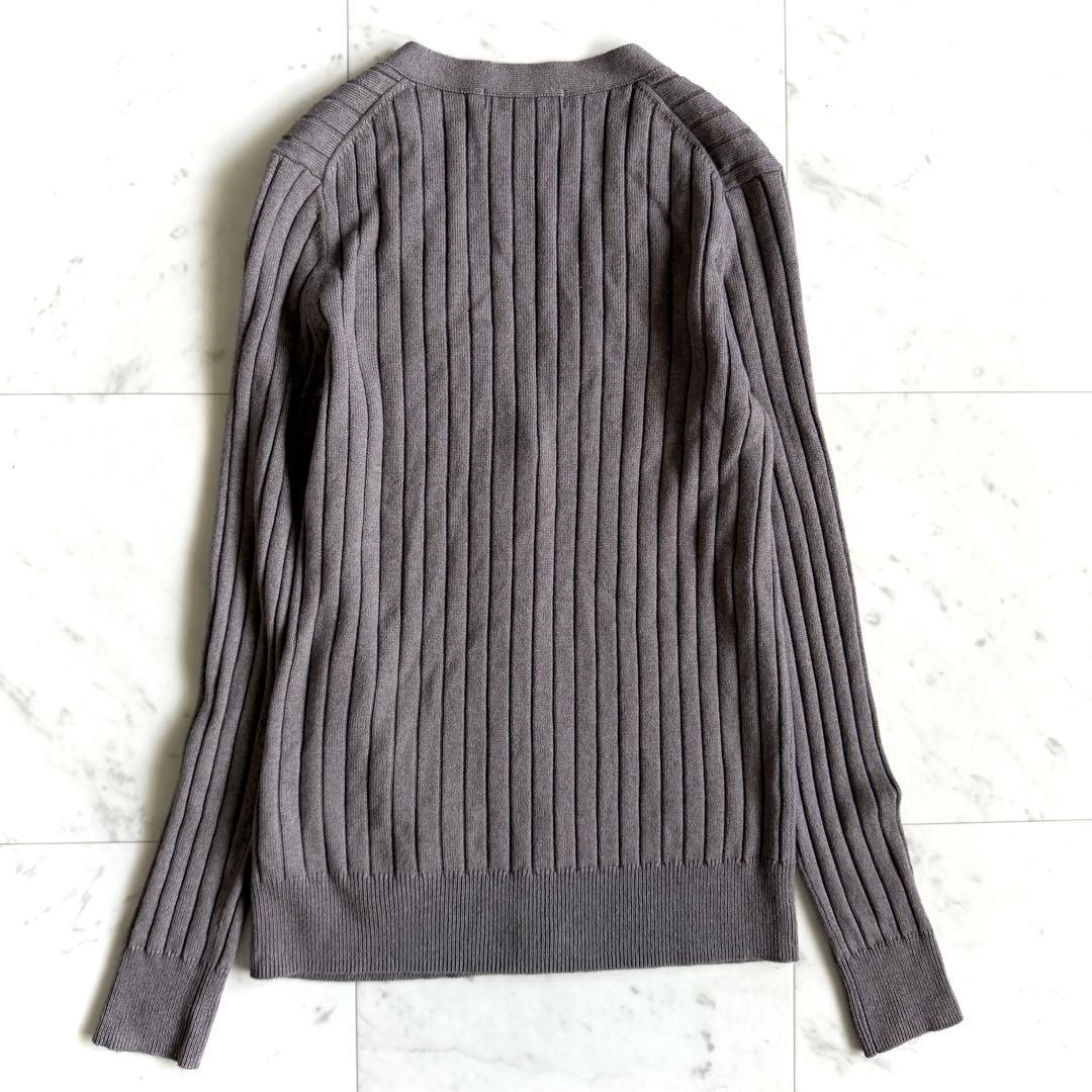 美品 ダーマコレクション カシミヤシルク リブニットカーディガン グレージュ