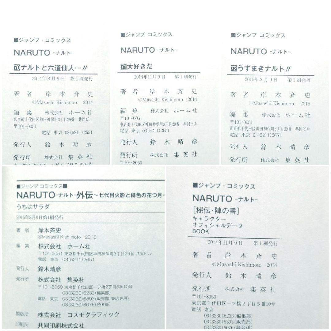 【⭐美品⭐】NARUTO/1~72巻+外伝+陣の書/全巻/帯&ジャンパラ多数