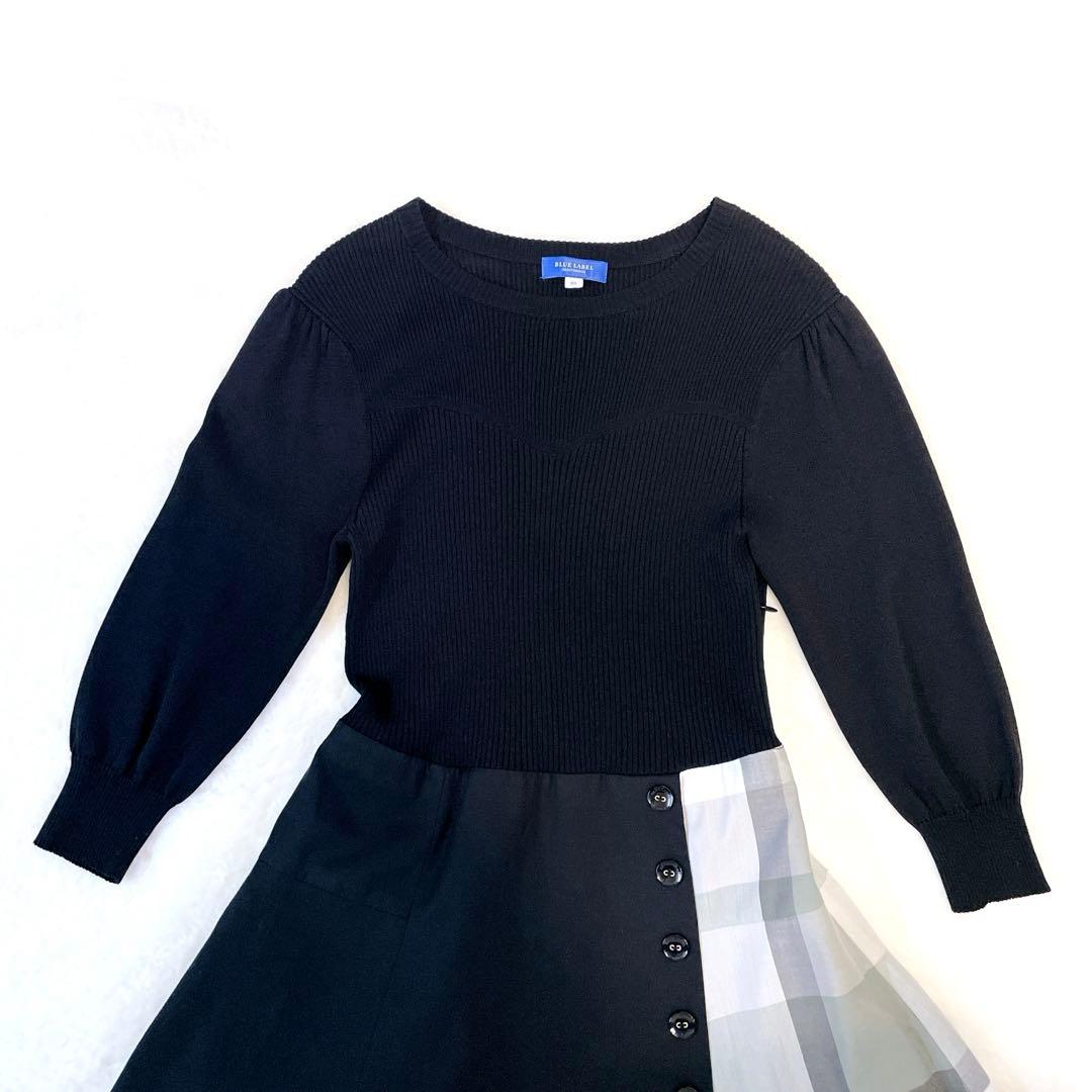 【美品】BLUE LABEL CRESTBRIDGE ニットコンビワンピース