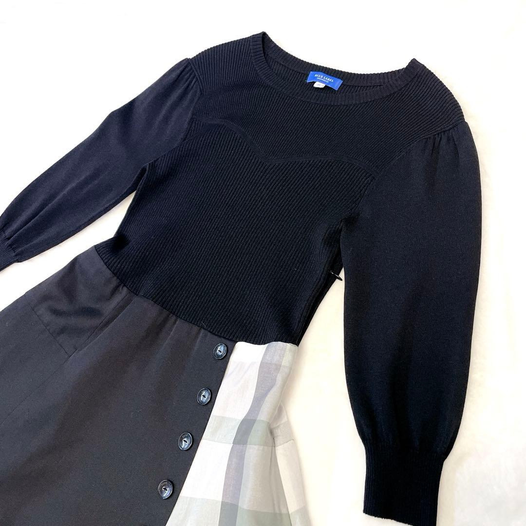 【美品】BLUE LABEL CRESTBRIDGE ニットコンビワンピース