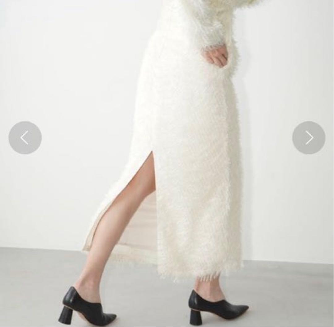 美品　CLANE FRINGE LONG SKIRT フリンジロングスカートS
