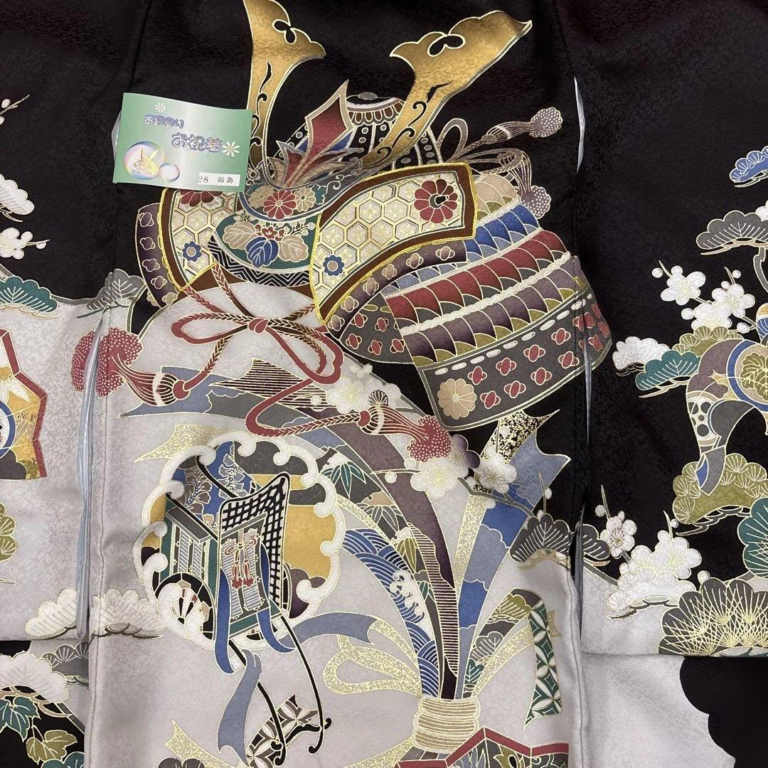 新品「最高級品」男子正絹産着祝着京友禅豪華多色本金加工染、特選大将兜祝熨斗古典文