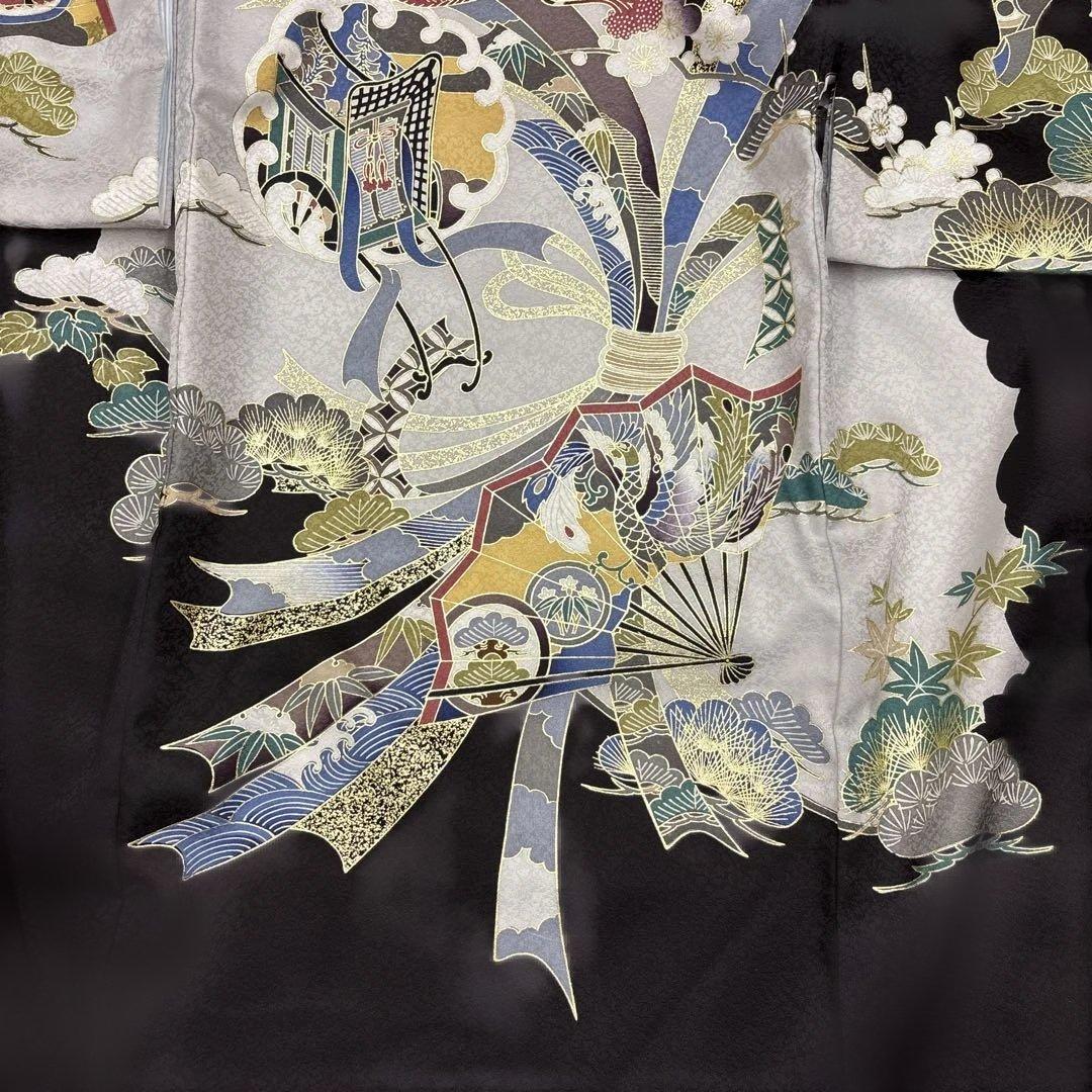新品「最高級品」男子正絹産着祝着京友禅豪華多色本金加工染、特選大将兜祝熨斗古典文