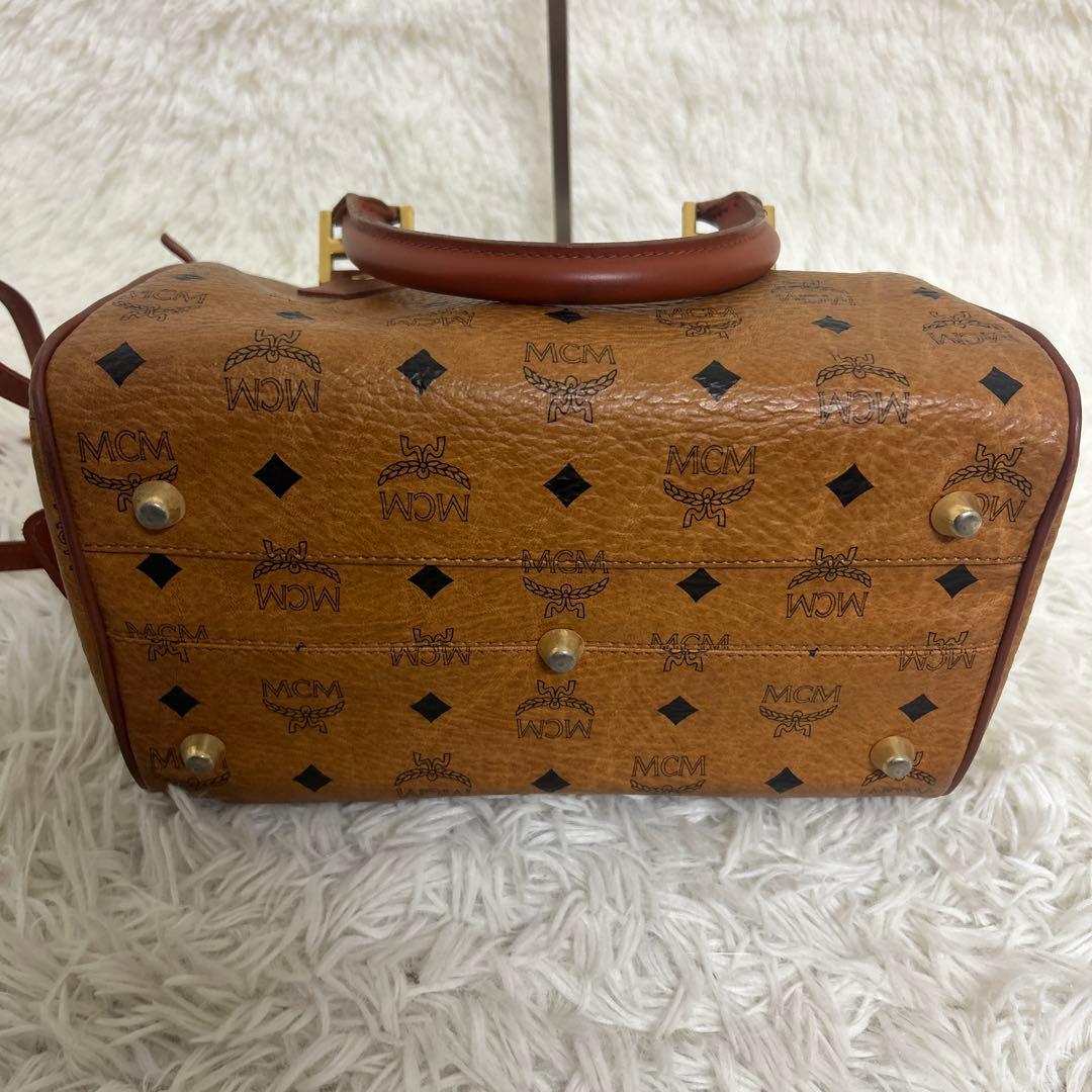 【美品】 MCM 2way ミニ ボストンバッグ ハンドバッグ ブラウン
