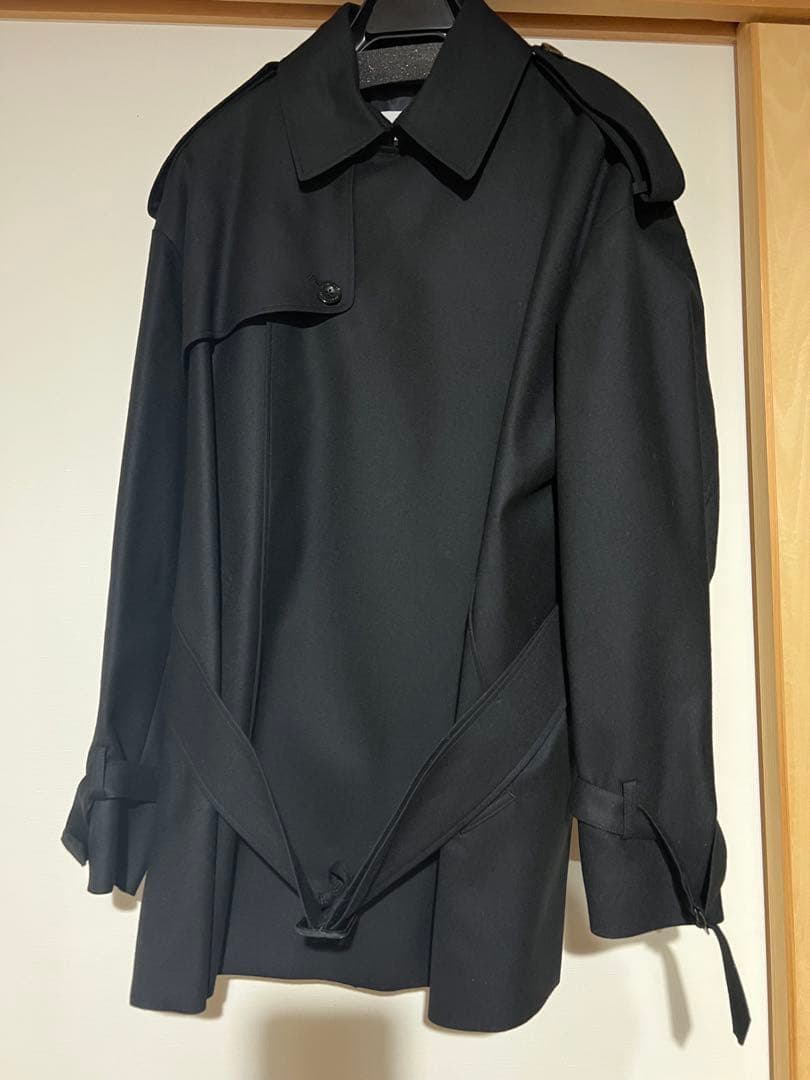 【HYKE(ハイク)】FLANNEL SHORT TRENCH COAT ベルト