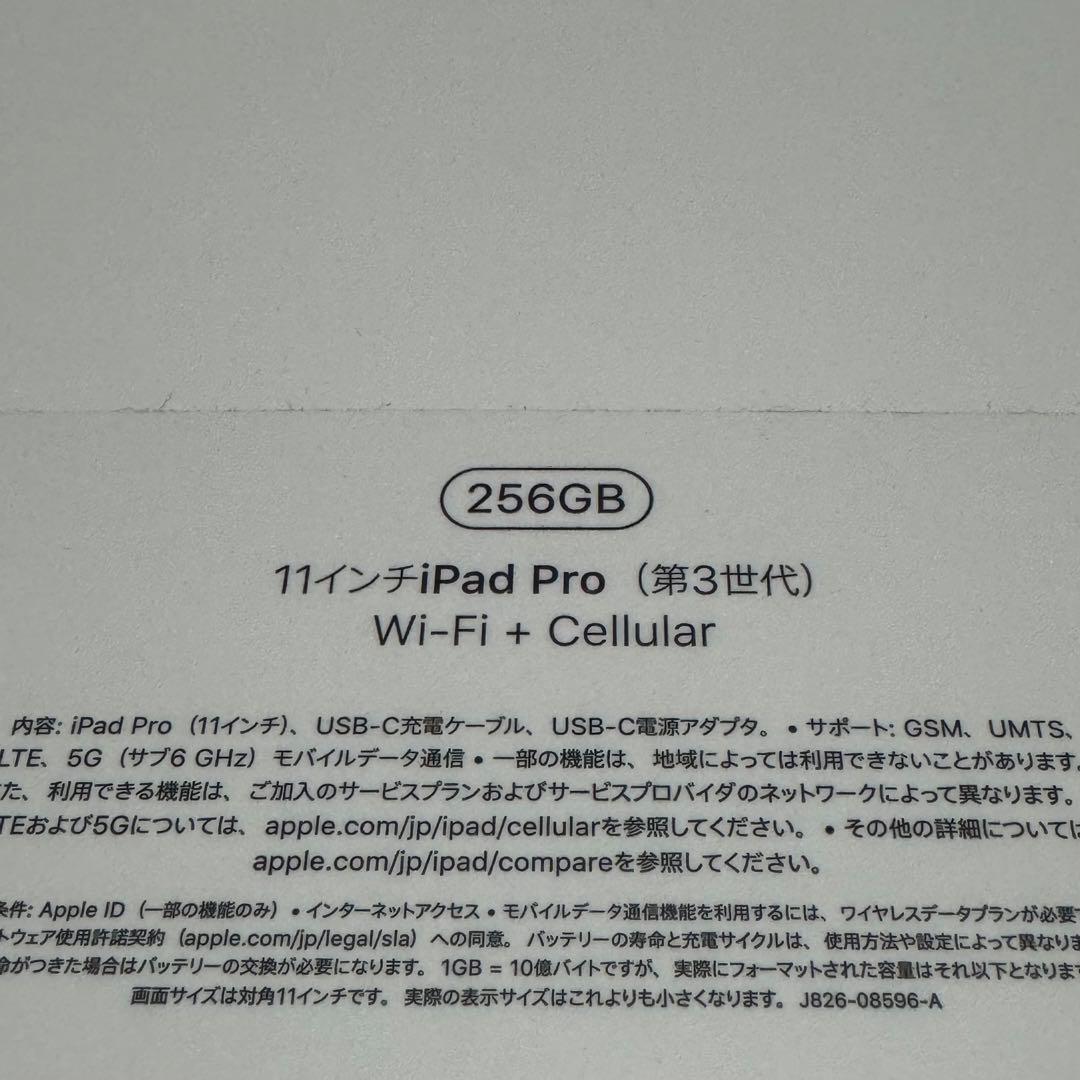 iPadPro 11インチ 第3世代 256GB セルラーモデル Pencil付