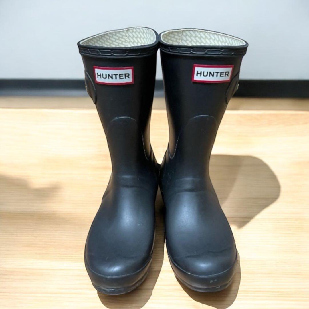 Ray美品　HUNTER ショートレインブーツ　37 ブラック 23cm