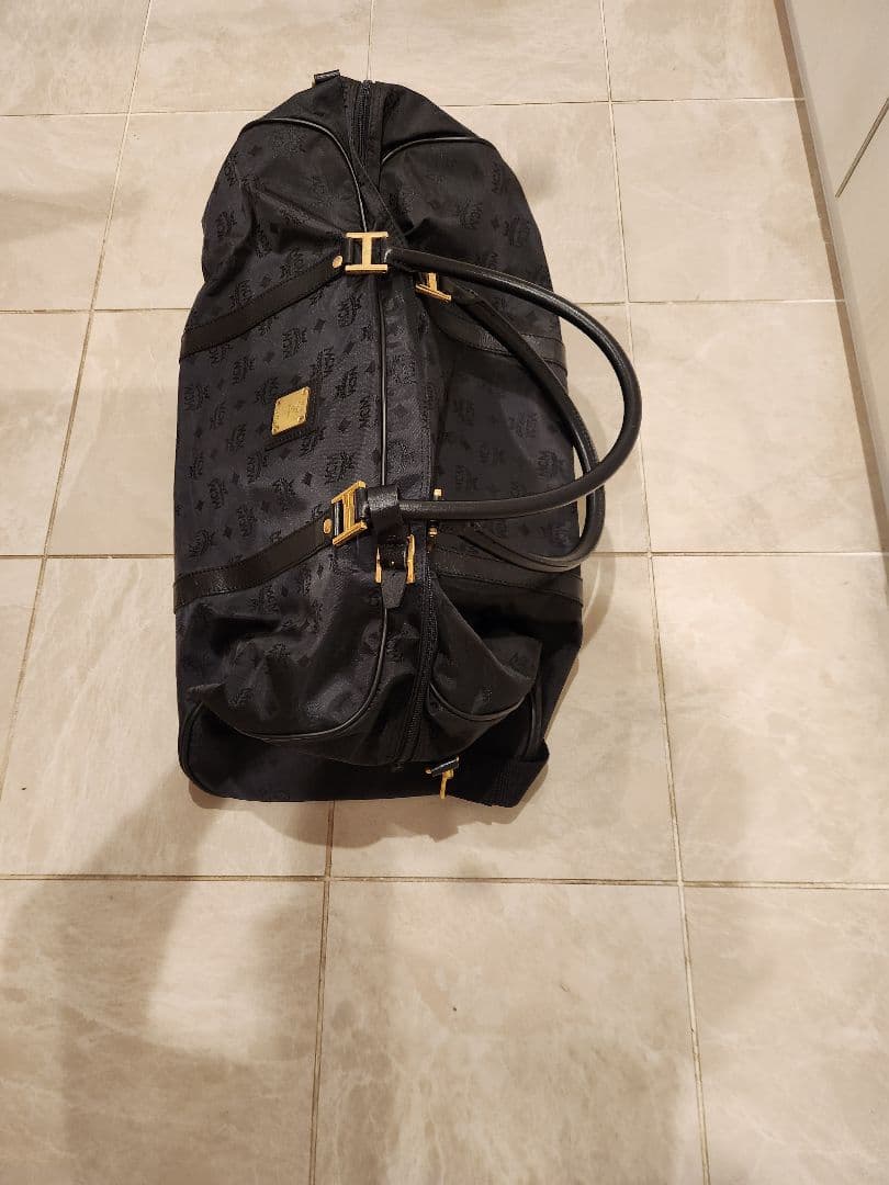 MCM　ナイロン ブラック ボストンバッグ ゴールド金具