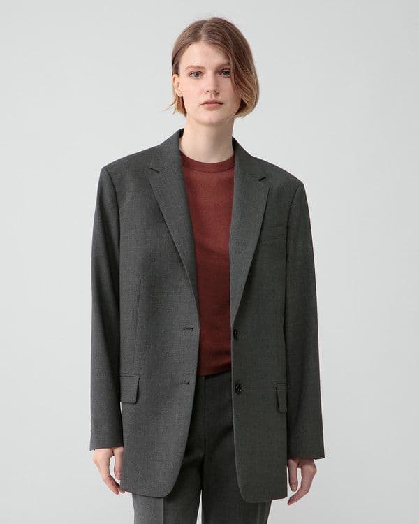 極美品*定価6.8万 Theory 現行品 オーバーサイズジャケット チャコール