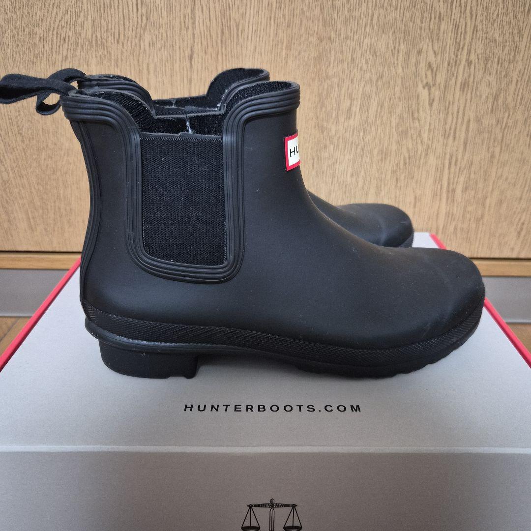 【美品】HUNTER ブラック レインシューズ UK6