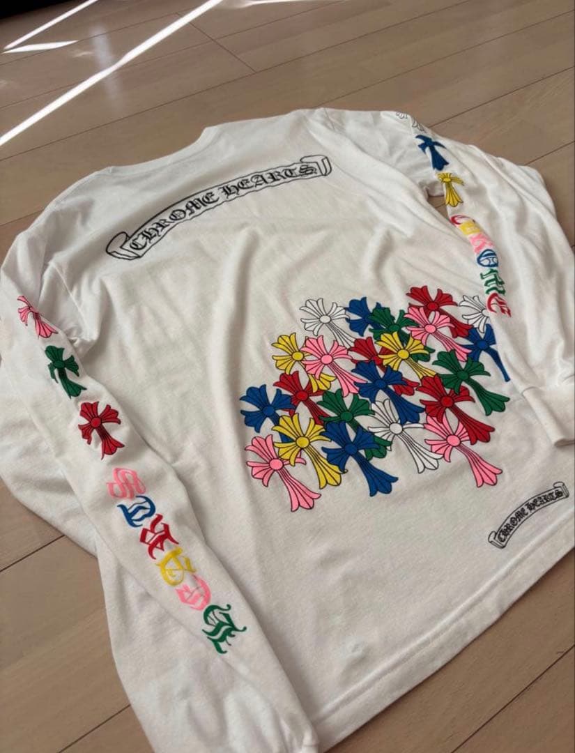 クロムハーツ　マルチカラー　セメタリークロス　ロンT 白