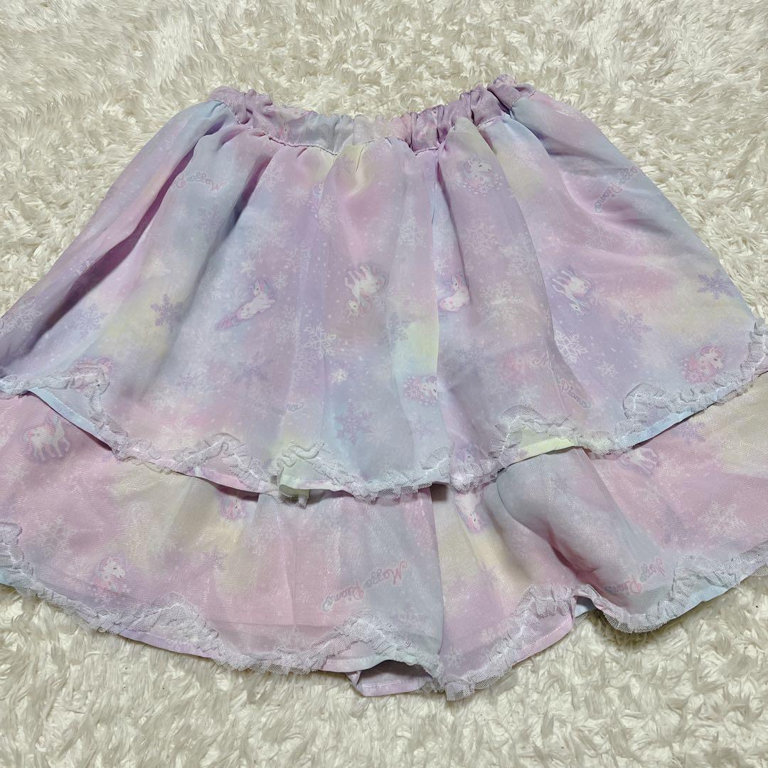 こんぐ様　メゾピアノ　セットアップ　140 ユニコーン ピンク　パープル　フリル