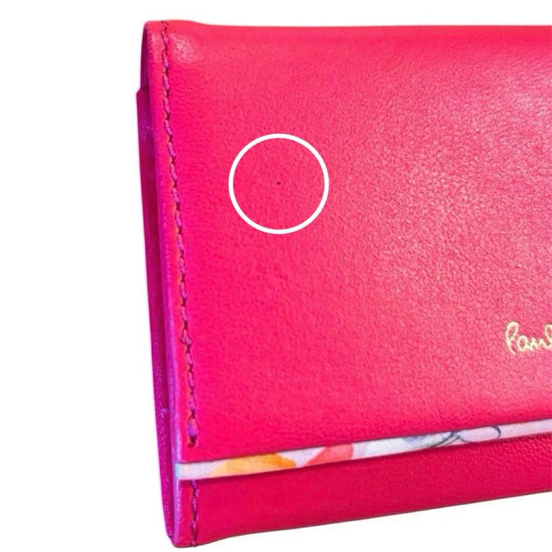 レディース　名刺入れ　本革　レザー　ピンク　花柄　羊　Paul Smith