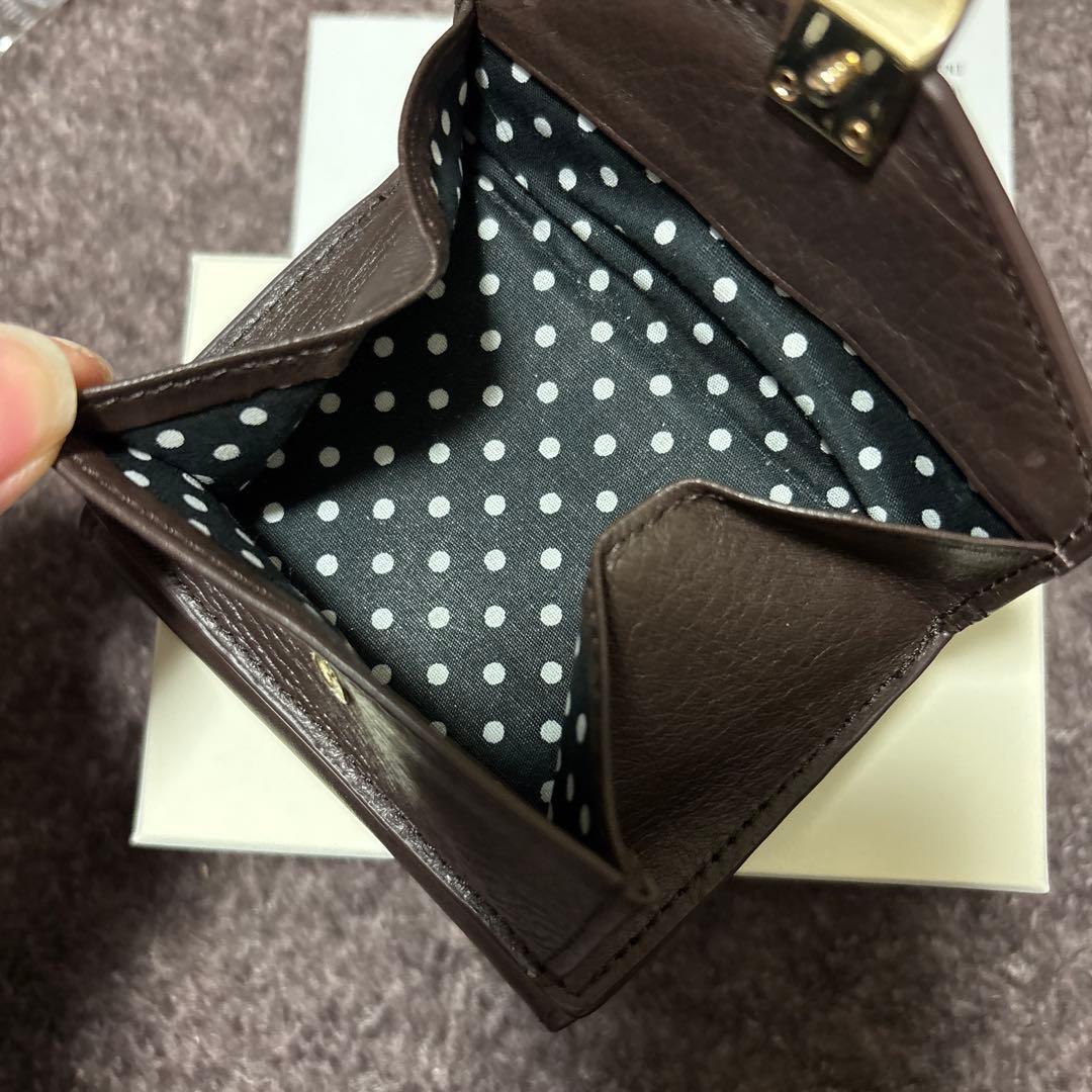 アニエスベー ミニ財布 本革 ブラウン 三つ折り財布 茶 ミニウォレット