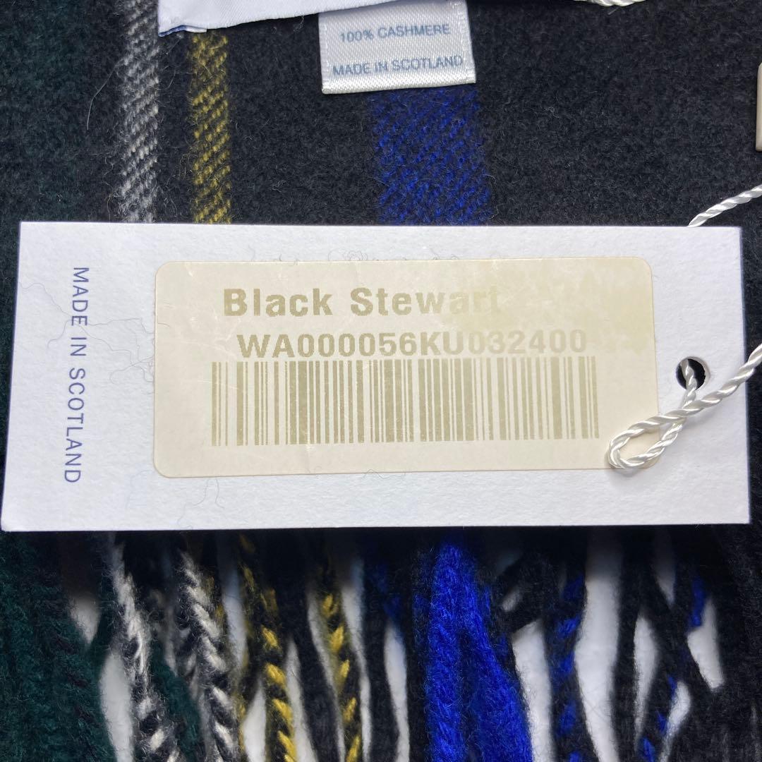 新品 ジョンストンズ カシミヤ100％ 大判ストール ブラックスチュワート