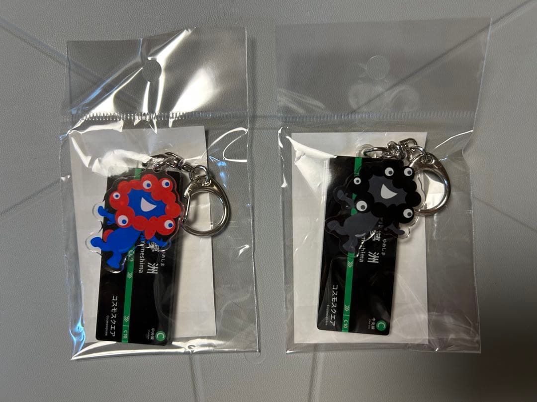 限定品大阪メトロ夢洲駅ミャクミャクコラボ キーホルダー2個セット+袋&ピンバッジ