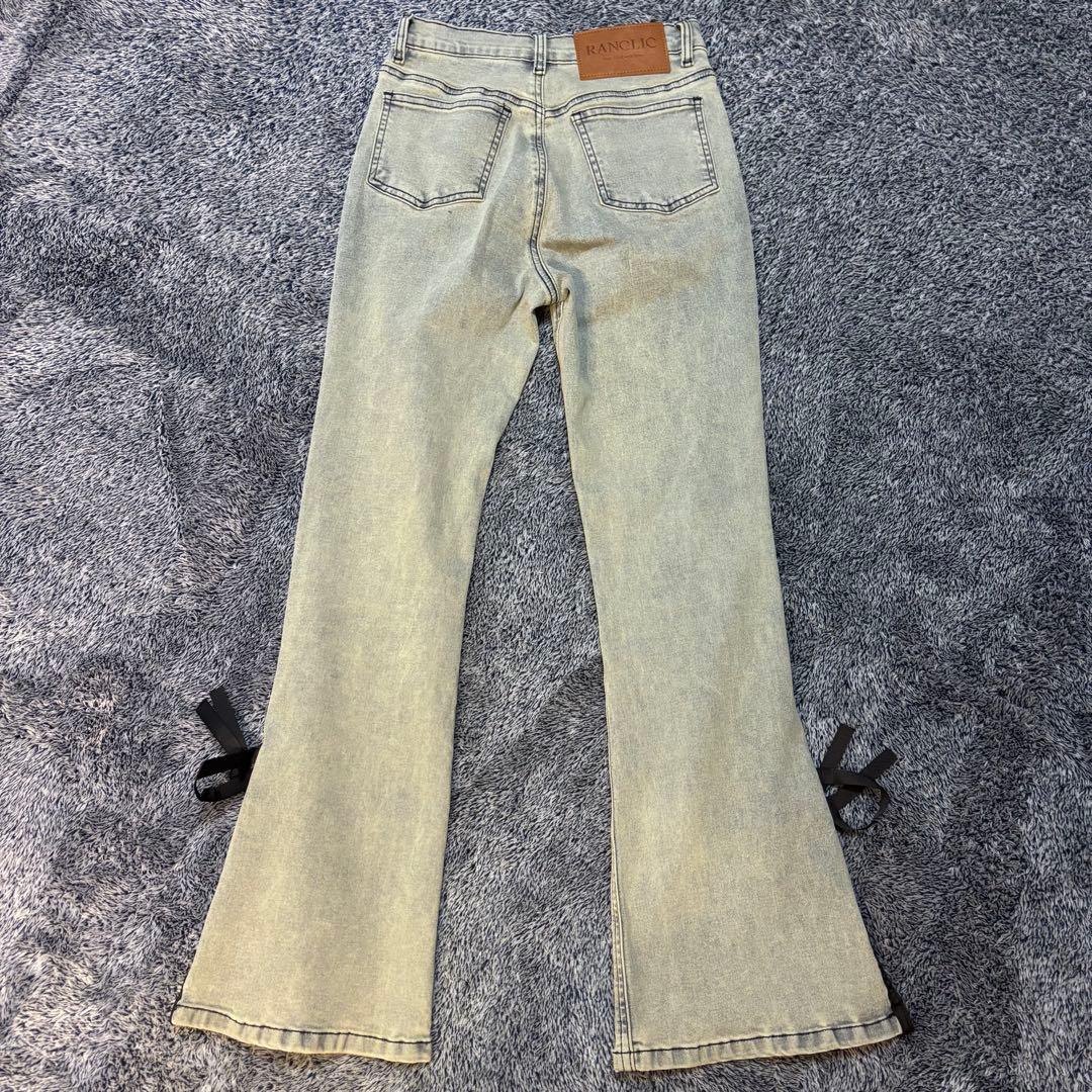 RANCLIC side slit denim ribbon pants パンツ