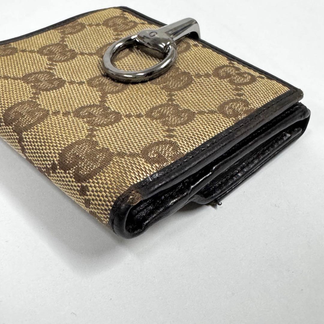 GUCCI グッチ GGキャンバス Wホック ホースビット 二つ折り財布