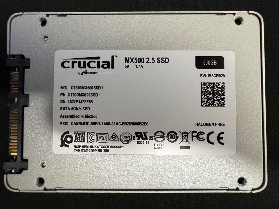 crucial MX500 500GB 2.5インチSSD①