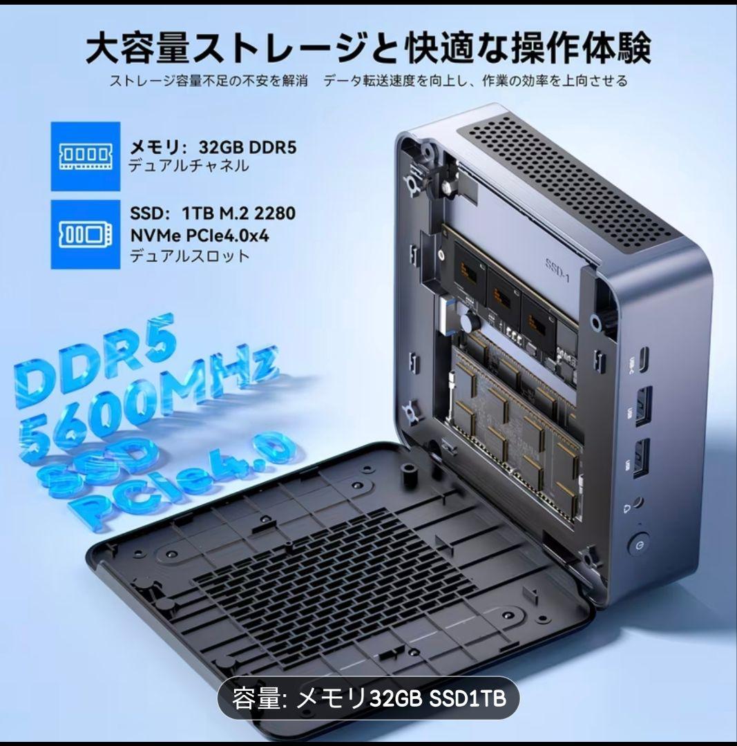 AMD Ryzen 7 8745HS ミニPC 32GB 1TB SSD