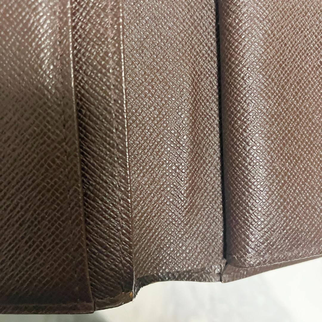 B975【美品】LOUIS VUITTON★ダミエ がま口二つ折り財布 ブラウン