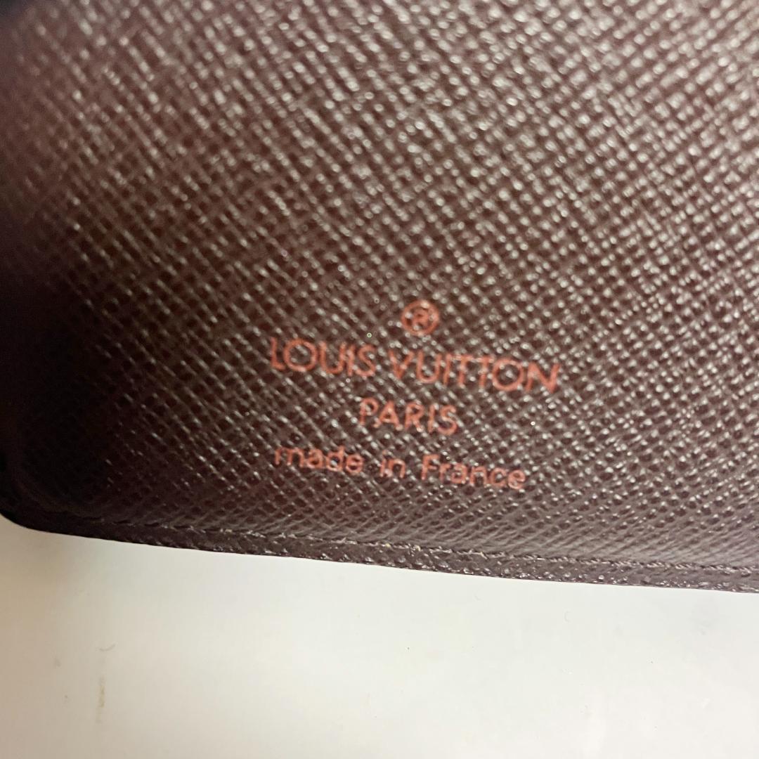 B975【美品】LOUIS VUITTON★ダミエ がま口二つ折り財布 ブラウン
