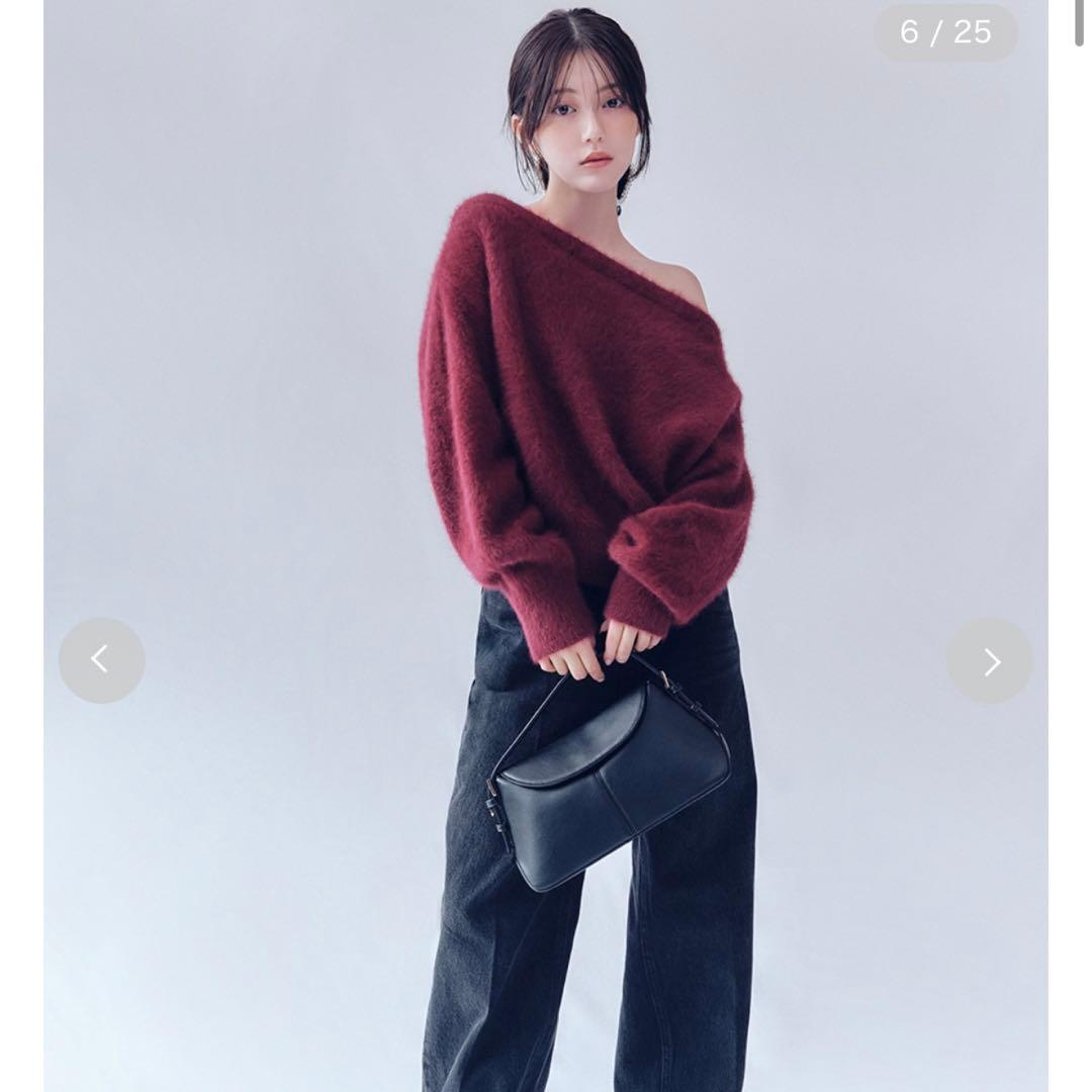 fray i.d フォックスカシミアオフショルニットトップス