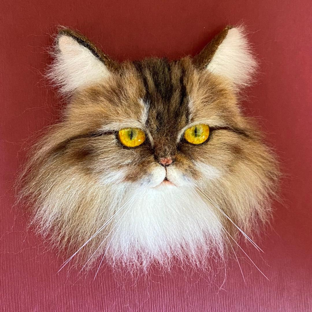 【今月の推し猫】羊毛フェルトブローチ リアルで可愛いペルシャ猫　キャリコ