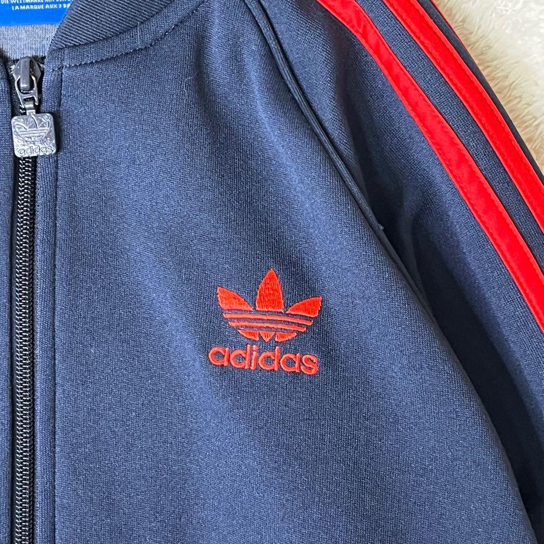 美品adidas SSTトラックジャケットBR4320ネイビーレッドL