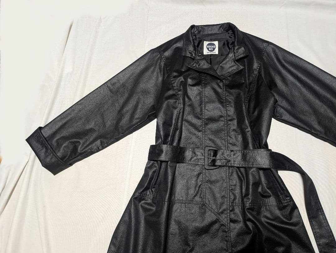 【HIROKO KOSHINO】90s~シワ加工生地ミニマムデザインロングコート