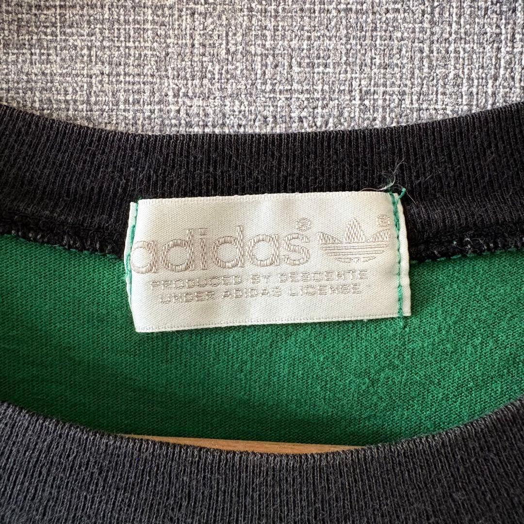 80s 90s adidas トレフォイルロゴTシャツ パイピング