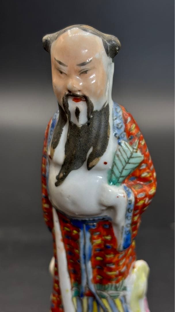 中国美術 色絵陶人形 陶器人形 高さ14.5cm 置物 オブジェ 古董品