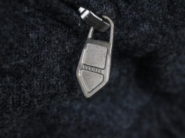 ◇未使用保管品 HERMES ウールパンツ 裾リブ グレー