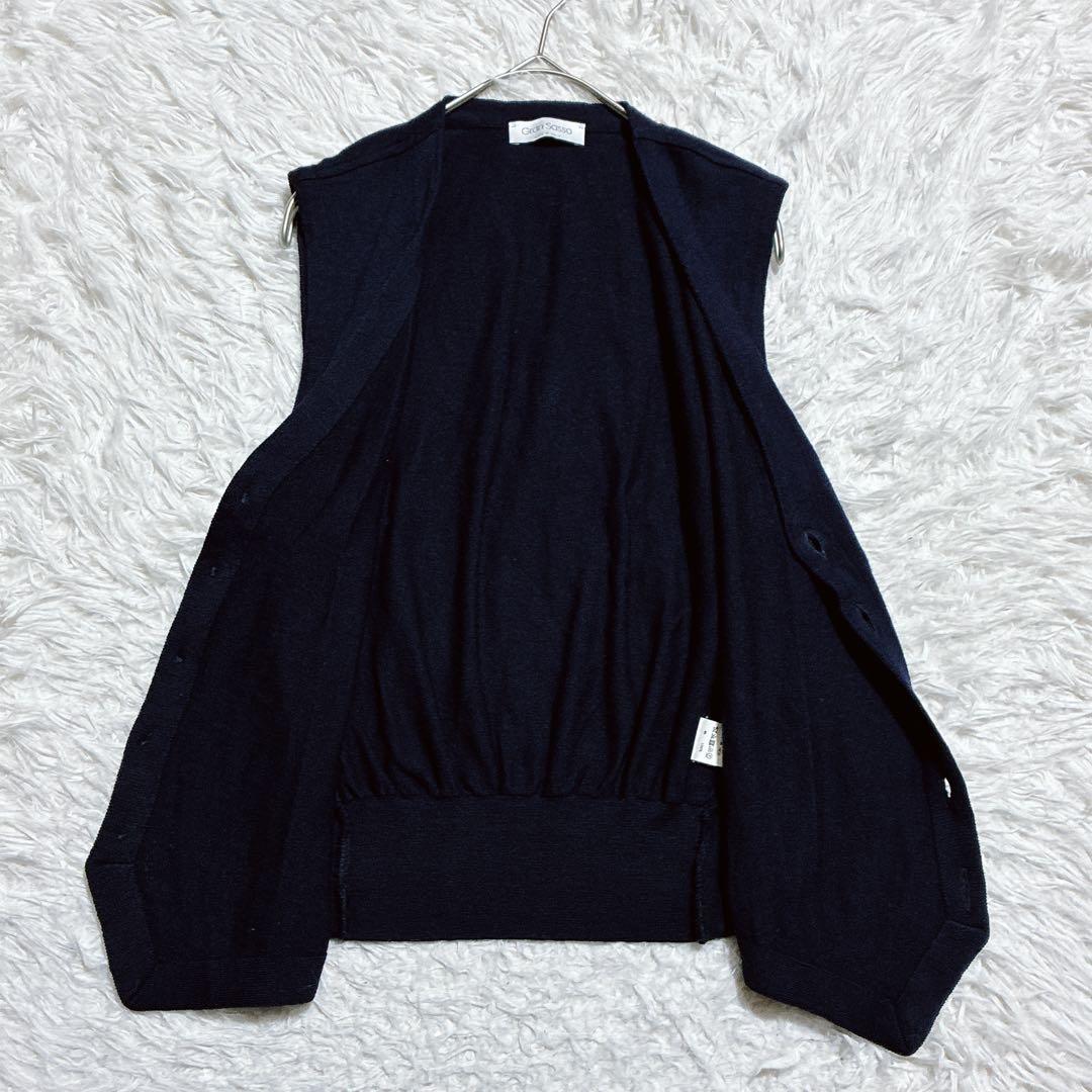 良品⭐️グランサッソ　ウールベスト　ジレ　近年　ネイビー　サイズ46