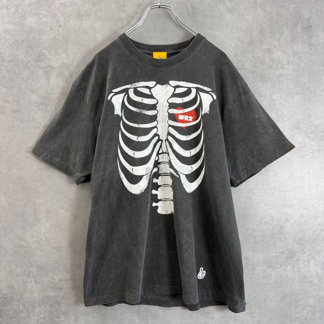 FR2 USED加工 両面プリントTシャツ 墨黒 M