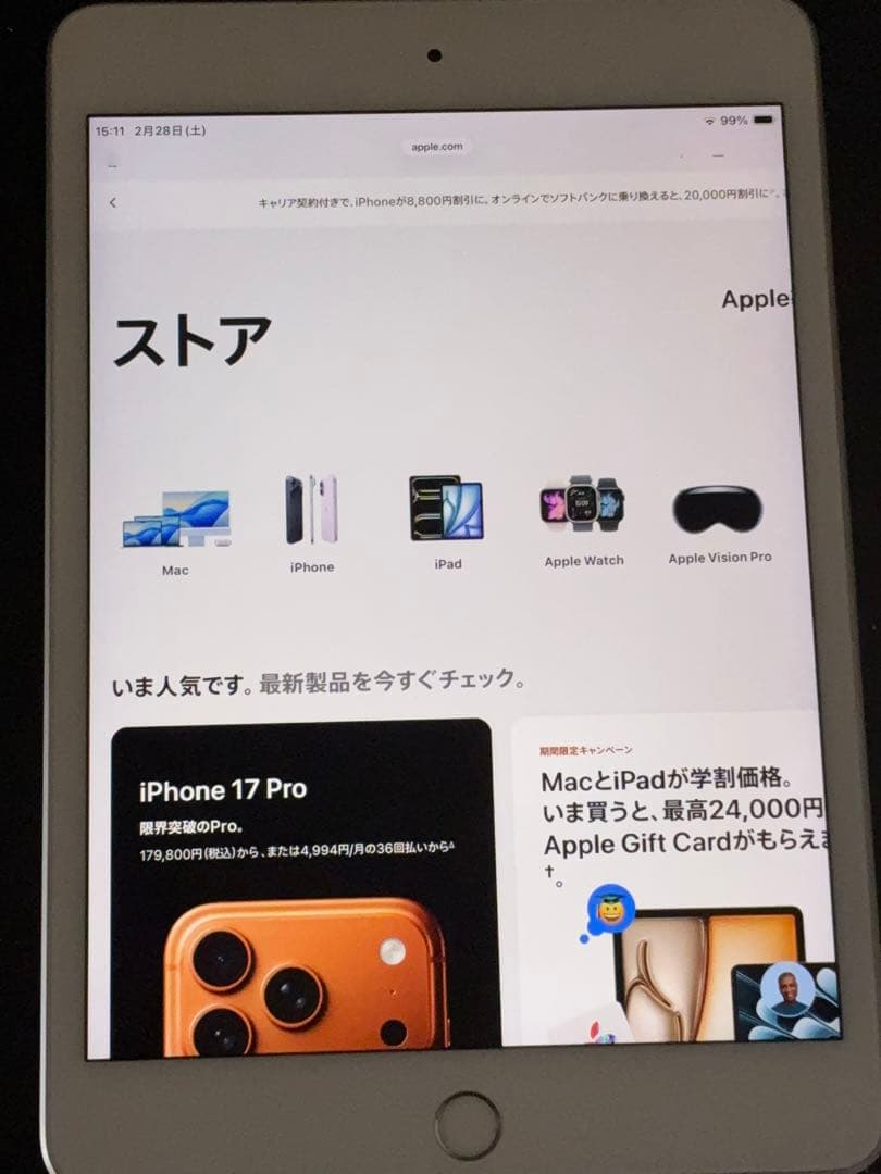 iPad mini 第5世代 64GB セルラーモデル シルバー