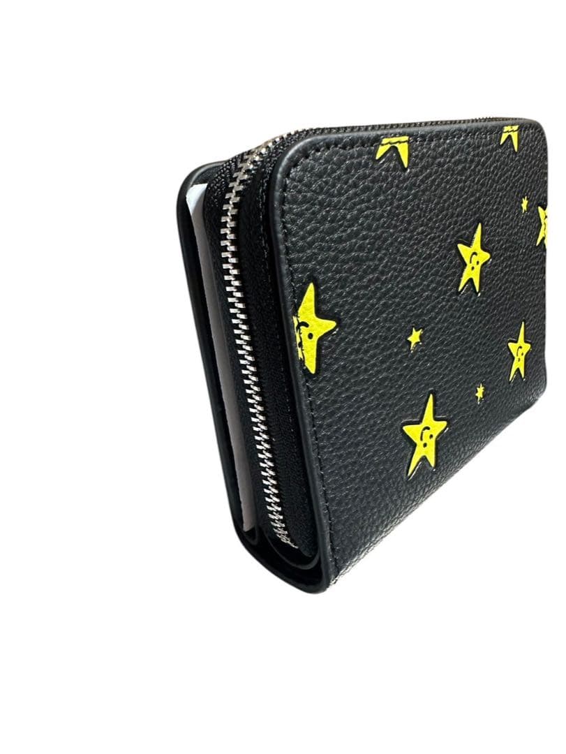 COACH 星柄 財布 ラウンドファスナー ブラック スター コーチ人気デザイン