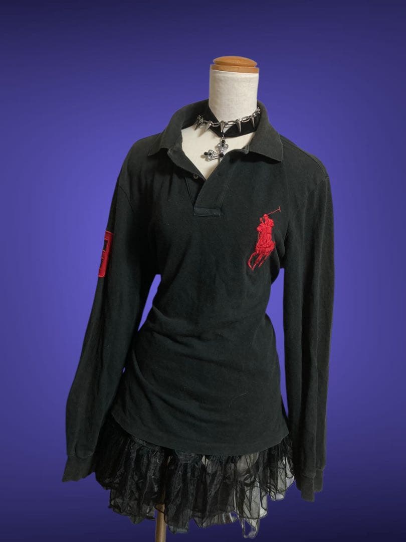 poloビックポニー黒ポロRalph Lauren y2kフェアリーグランジ平成