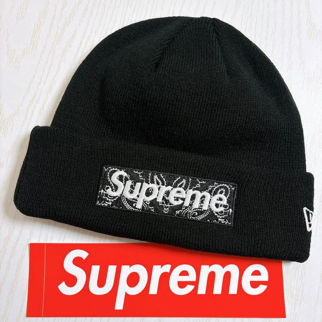 Supreme NEW ERA ニット帽　BOXロゴ　バンダナ　ブラック　黒