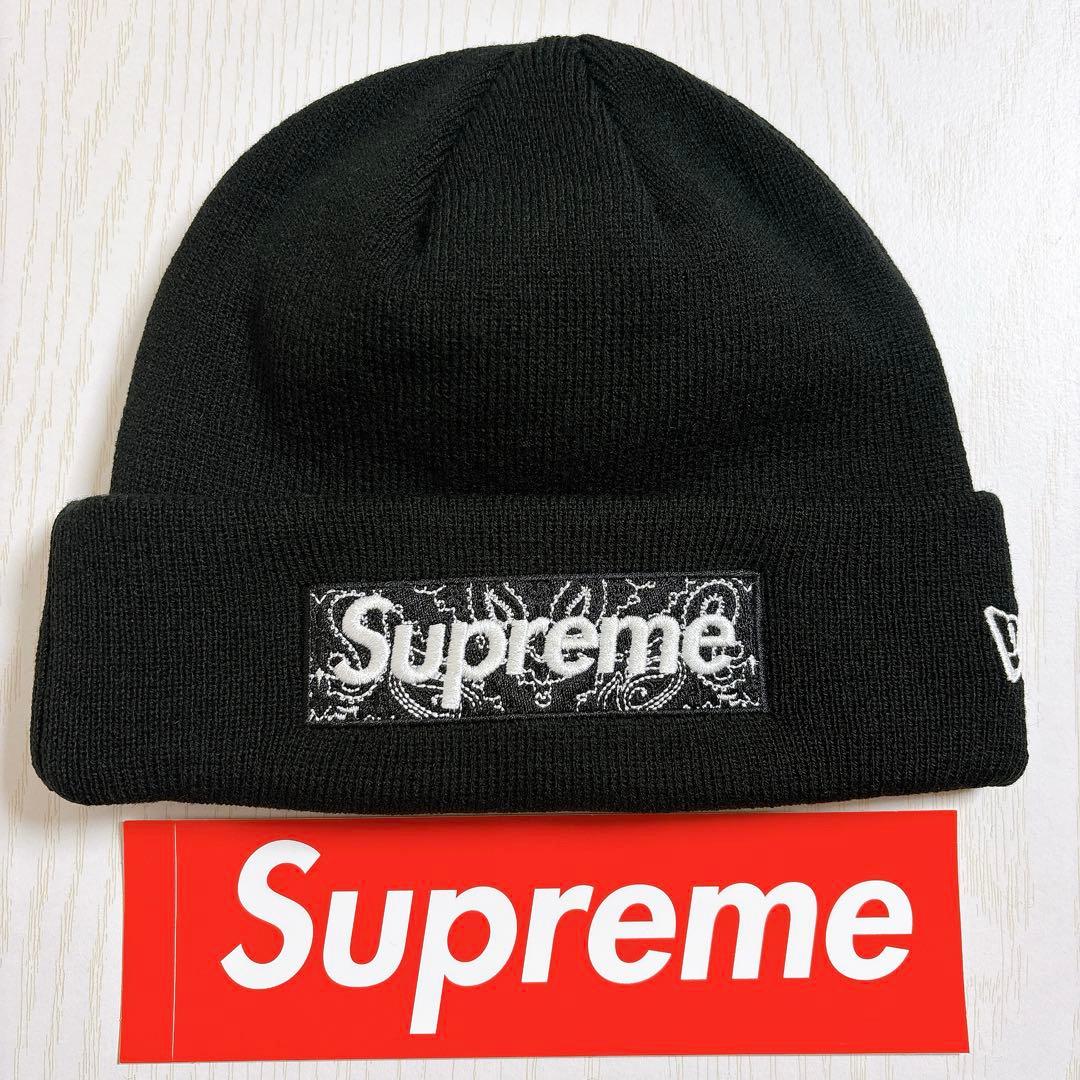 Supreme NEW ERA ニット帽　BOXロゴ　バンダナ　ブラック　黒