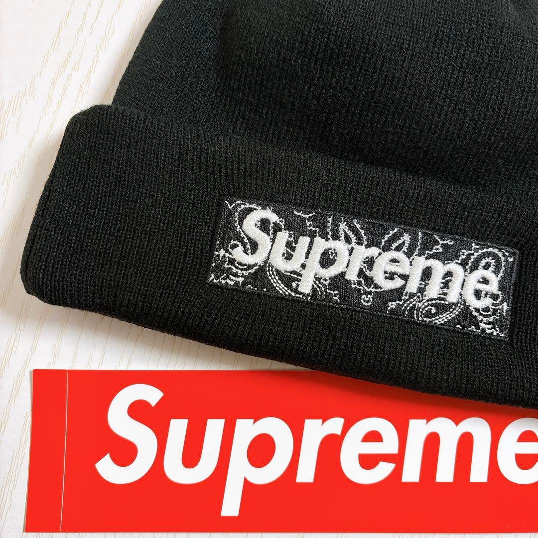 Supreme NEW ERA ニット帽　BOXロゴ　バンダナ　ブラック　黒