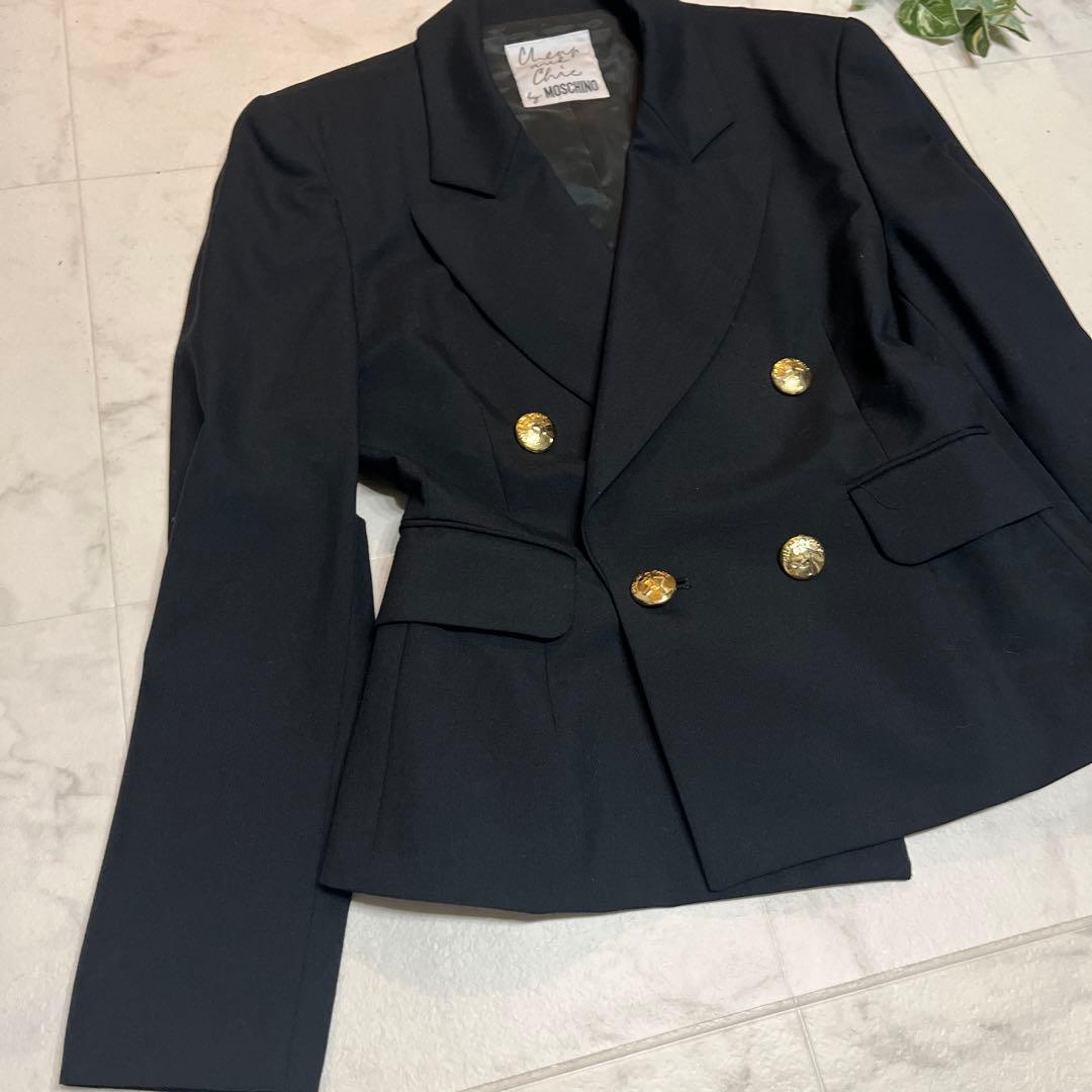 美品　MOSCHINO ブレザー　ダブル　テーラードジャケット　ウール　金釦　9